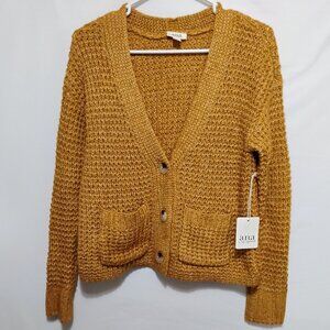 NWT A.N.A. Womens Cardigan Sweater Size XS Gold Loose Knit NEW
